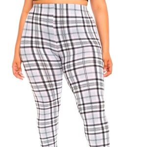 Grey & Pink Plaid Leggings